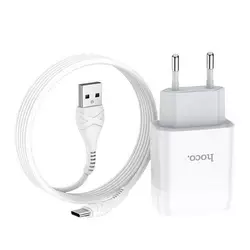 Набір СЗУ 110-240V HOCO C73A+ кабель Type-C, 2xUSB, 2.4A, кабель 1м, White, Blister Набір СЗУ 110-240V HOCO C73A+ кабель Type-C, 2xUSB, 2.4A, кабель 1м, White, Blister