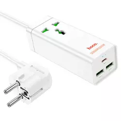 Мережевий фільтр HOCO AC9A на 1 розетку + 2 USB+USB-C, 30W, 220В, кабель 1,5м, White, Box Мережевий фільтр HOCO AC9A на 1 розетку + 2 USB+USB-C, 30W, 220В, кабель 1,5м, White, Box