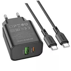 Набір BOROFONE BA88A СЗУ USB+Type-C+ кабель Type-C, PD20W+Q3.0, 1м, Black, Blister Набір BOROFONE BA88A СЗУ USB+Type-C+ кабель Type-C, PD20W+Q3.0, 1м, Black, Blister