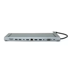 Хаб-конвертор 12 в 1 Type-C (тато) на Type-C(мама)+2*USB2.0(мама)+USB3.0(мама)+2*HDMI(мама)+VGA(мама)+SD/TF+RJ45+ jack3.5 (мама)+PD, 10cm, Silver, Box Хаб-конвертор 12 в 1 Type-C (тато) на Type-C(мама)+2*USB2.0(мама)+USB3.0(мама)+2*HDMI(мама)+VGA(мама)+SD/TF+RJ45+ jack3.5 (мама)+PD, 10cm, Silver, Box