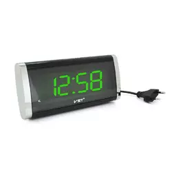 Electronic clock VST-730, alarm clock, cable powered 220V, Light Green Light