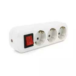 Колодка для подовжувача 3 гнізда з заземленням та вимикачем 16A 250V Q70 Колодка для подовжувача 3 гнізда з заземленням та вимикачем 16A 250V Q70