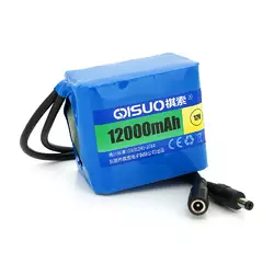 Акумуляторна батарея літієва QiSuo 12V 12A з елементами Li-ion 18650, DC5.5x2.1, (79x57x68mm) Акумуляторна батарея літієва QiSuo 12V 12A з елементами Li-ion 18650, DC5.5x2.1, (79x57x68mm)