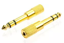 Перехідник Jack 6.3 (тато)/Jack 3.5 (мама) Stereo, Gold, метал, Q100 Перехідник Jack 6.3 (тато)/Jack 3.5 (мама) Stereo, Gold, метал, Q100