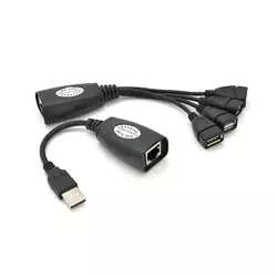 Подовжувач USB 2.0 сигналу по F / UTP до 50 метрів, RJ-45 to AM + RJ-45 to 4xAF, Blister Q100 Подовжувач USB 2.0 сигналу по F / UTP до 50 метрів, RJ-45 to AM + RJ-45 to 4xAF, Blister Q100