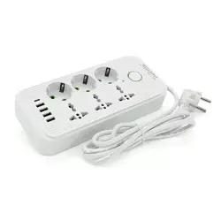 Фільтр F07U, 6 розеток (3 EU+3 Universal) + 4 USB + 1PD, кнопка включення з індикатором, 2 м, 3х0,75мм, 2500W, White, Box Фільтр F07U, 6 розеток (3 EU+3 Universal) + 4 USB + 1PD, кнопка включення з індикатором, 2 м, 3х0,75мм, 2500W, White, Box