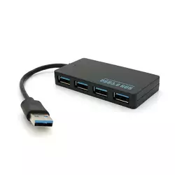 Хаб USB 3.0, 4 порти, плоский, чорний, підтримка до 2TB, кабель 0,14 м, Blister Хаб USB 3.0, 4 порти, плоский, чорний, підтримка до 2TB, кабель 0,14 м, Blister