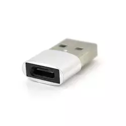 Перехідник HOCO USB2.0(M) => Type-C(F), Silver, Пакет