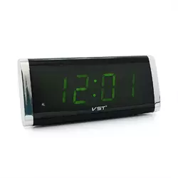 Електронний годинник VST-730, будильник, живлення від кабелю 220V, Green Light