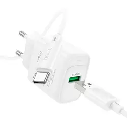Набір СЗУ 110-240V HOCO C140A+ кабель Type-C, 1xUSB, 18W, кабель 1м, White, Blister Набір СЗУ 110-240V HOCO C140A+ кабель Type-C, 1xUSB, 18W, кабель 1м, White, Blister