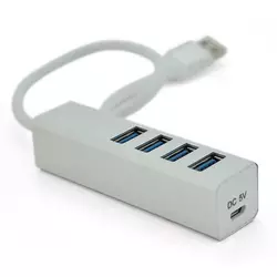 Хаб USB 3.0 алюмінієвий, 4порта, 20 см, Пакет