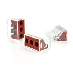 Самозатискна 3-провідна клема WAGO K773-173 для розподільчих коробок, 3-pin, прозоро-червона Самозатискна 3-провідна клема WAGO K773-173 для розподільчих коробок, 3-pin, прозоро-червона