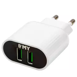 Набір 2 в 1 CЗУ With Iphone Cable 110-240V MY-220, 2 x USB, 5V / 12W, Output: 5V / 2.4A, White, Blister- box Набір 2 в 1 CЗУ With Iphone Cable 110-240V MY-220, 2 x USB, 5V / 12W, Output: 5V / 2.4A, White, Blister- box