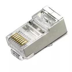 Конектор Merlion RJ-45 8P8C FTP Cat-6 (100 шт/уп.) екранований  (позолочені) Конектор Merlion RJ-45 8P8C FTP Cat-6 (100 шт/уп.) екранований  (позолочені)