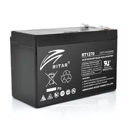 Акумуляторна батарея AGM RITAR RT1270B, Black Case, 12V 7.0Ah ( 151 х 65 х 94 (100) ) Q10 Акумуляторна батарея AGM RITAR RT1270B, Black Case, 12V 7.0Ah ( 151 х 65 х 94 (100) ) Q10