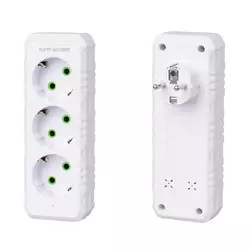 Розетка трійник із заземленням F101-White, 3 розетки, 2500W, 10A, 110-250V~Max, Blister Розетка трійник із заземленням F101-White, 3 розетки, 2500W, 10A, 110-250V~Max, Blister