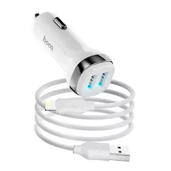 Набір АЗУ 12-24V HOCO Z40 + кабель Lighting, 2xUSB, 2.4A, кабель 1м, White, Box Набір АЗУ 12-24V HOCO Z40 + кабель Lighting, 2xUSB, 2.4A, кабель 1м, White, Box