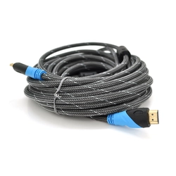 Кабель Merlion HDMI-HDMI 10m, v1.4, OD-7.4mm, 2 фільтри, обплетення, круглий Silver, конектор Black/Blue, (Пакет) Q50