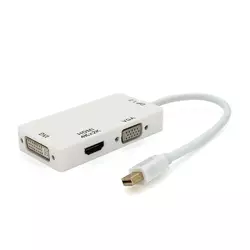 Конвертер mini Display Port (тато) на HDMI/VGA/DVI(мама) 30cm, White, 4K/2K, Пакет Конвертер mini Display Port (тато) на HDMI/VGA/DVI(мама) 30cm, White, 4K/2K, Пакет