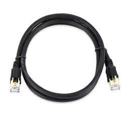 Патч-корд литий VEGGIEG, CCA, SSTP, RJ45, Cat.8, 1m, чорний Патч-корд литий VEGGIEG, CCA, SSTP, RJ45, Cat.8, 1m, чорний