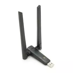 Бездротовий мережний адаптер Wi-Fi-USB Merlion LV-UAC21, RTL8811CU, з 2-ма антенами 10см, 802.11 a/b/g/n, 600MB, 2.4 GHz, Blister Q50 Бездротовий мережний адаптер Wi-Fi-USB Merlion LV-UAC21, RTL8811CU, з 2-ма антенами 10см, 802.11 a/b/g/n, 600MB, 2.4 GHz, Blister Q50