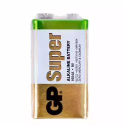 Батарейка лужна GP SUPER ALKALINE 1604AEB-5S1, 9V, крона, 6LF22 10 (100шт.) х10(10шт.) х1 у вакуумному впакуванні ціна за 1шт Батарейка лужна GP SUPER ALKALINE 1604AEB-5S1, 9V, крона, 6LF22 10 (100шт.) х10(10шт.) х1 у вакуумному впакуванні ціна за 1шт