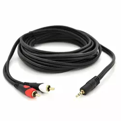 Кабель DC3.5 (тато) => 2хRCA (тато), GOLD Jack, CU, Stereo, круглий, Black, 5,0 м, (Пакет) преміум Q50 Кабель DC3.5 (тато) => 2хRCA (тато), GOLD Jack, CU, Stereo, круглий, Black, 5,0 м, (Пакет) преміум Q50