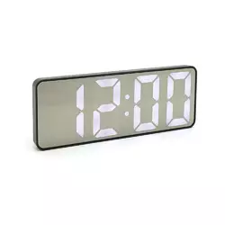 Електронний годинник VST-898 Дзеркальний дисплей, з датчиком температури та вологості, будильник, живлення від кабелю USB, White