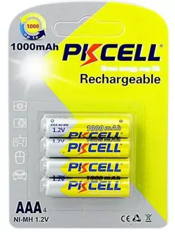 Акумулятор PKCELL 1.2V AAA 1000mAh NiMH Rechargeable Battery, 4 штуки у блістері ціна за блістер, Q12