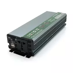 Інвертор напруги Demuda DMDPSW-800W, 12V/220V, 800W з правильною синусоїдою, 1 універсальна розетка, 2 USB, клемні дроти, Q20 Інвертор напруги Demuda DMDPSW-800W, 12V/220V, 800W з правильною синусоїдою, 1 універсальна розетка, 2 USB, клемні дроти, Q20