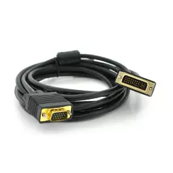 Кабель VGA (тато) -DVI-I (тато) (24 + 5) 3метра 2 фериту обплетення круглий чорний Кабель VGA (тато) -DVI-I (тато) (24 + 5) 3метра 2 фериту обплетення круглий чорний