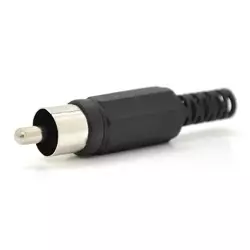 Роз'єм RCA під кабель під пайку (пластмаса) Black Роз'єм RCA під кабель під пайку (пластмаса) Black