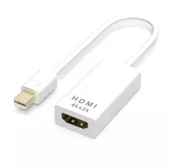 Конвертер mini Display Port (тато) на HDMI (мама) 10cm (small Size), White, 4K/2K, Пакет Конвертер mini Display Port (тато) на HDMI (мама) 10cm (small Size), White, 4K/2K, Пакет