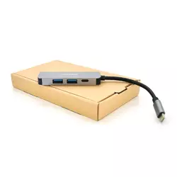 Хаб-конвертор VEGGIEG TC04 Type-C (тато) на Type-C (мама) + USB3.0 * 2 (мама) + HDMI (мама), 10 см, Silver, Box Хаб-конвертор VEGGIEG TC04 Type-C (тато) на Type-C (мама) + USB3.0 * 2 (мама) + HDMI (мама), 10 см, Silver, Box