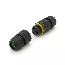 Кабельний з'єднувач EW-M16-3P, під кабель 3,5-7 мм, 3P, 17.5A, 450V, Black Кабельний з'єднувач EW-M16-3P, під кабель 3,5-7 мм, 3P, 17.5A, 450V, Black