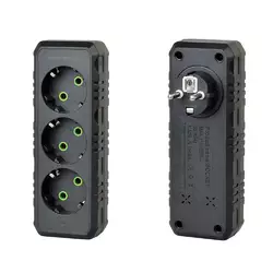 Розетка трійник із заземленням F101-Black, 3 розетки, 2500W, 10A, 110-250V~Max, Blister Розетка трійник із заземленням F101-Black, 3 розетки, 2500W, 10A, 110-250V~Max, Blister