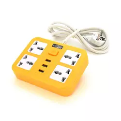 Мережевий фільтр ТВ-Т15, 4 розетки + 3 USB, з перемикачем, 2 м, перетин 3х0, 75мм, 2500W, Yellow, Box Мережевий фільтр ТВ-Т15, 4 розетки + 3 USB, з перемикачем, 2 м, перетин 3х0, 75мм, 2500W, Yellow, Box