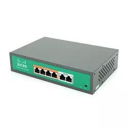 Комутатор POE SICSO 48V з 4 портами POE 100Мбіт + 2порт Ethernet (UP-Link) 100Мбіт, з посил. сигн. до 250м, корпус-метал, Silver, БП вбудований, Q30 Комутатор POE SICSO 48V з 4 портами POE 100Мбіт + 2порт Ethernet (UP-Link) 100Мбіт, з посил. сигн. до 250м, корпус-метал, Silver, БП вбудований, Q30