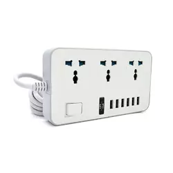 Мережевий фільтр ТВ-Т09, 3 розетки + 6 USB, 2 м, перетин 3х0,75мм, 3000W, White-grey, Box Мережевий фільтр ТВ-Т09, 3 розетки + 6 USB, 2 м, перетин 3х0,75мм, 3000W, White-grey, Box