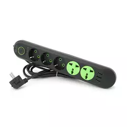 Мережевий фільтр F02U, 3 розетки EU + 2 розетки Universal + 3 USB, 1.5 м, перетин 3х0, 75мм, 2500W, Black, Bag Мережевий фільтр F02U, 3 розетки EU + 2 розетки Universal + 3 USB, 1.5 м, перетин 3х0, 75мм, 2500W, Black, Bag