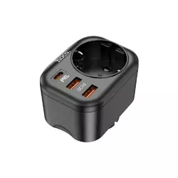 Мережевий фільтр HOCO NS3 на 1 розетку + 2 USB + USB-C, 20W, 220В, Black Мережевий фільтр HOCO NS3 на 1 розетку + 2 USB + USB-C, 20W, 220В, Black
