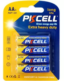 Батарейка сольова PKCELL 1.5V AA / R6, 4 штуки в блістері ціна за блістер, Q12/144