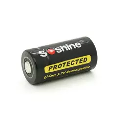 Акумулятор 16340/CR123 Li-Ion Soshine 16340P-3.7-700 Protected, 700mAh, 0.7A, 4.2/3.6/2.75V, Black Акумулятор 16340/CR123 Li-Ion Soshine 16340P-3.7-700 Protected, 700mAh, 0.7A, 4.2/3.6/2.75V, Black