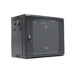 Шафа Merlion 9U, 600*350*500 (Ш*Г*В) мм загартоване скло, чорна, сталь 1,2мм, із замком (у розібраному вигляді!!!), Black Шафа Merlion 9U, 600*350*500 (Ш*Г*В) мм загартоване скло, чорна, сталь 1,2мм, із замком (у розібраному вигляді!!!), Black