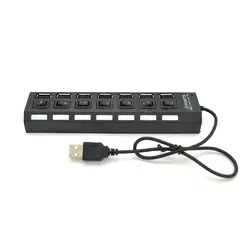 Хаб USB 2.0 7 портів з перемикачами на кожен порт, Black, 480Mbts High Speed, живлення від USB, Blister Q100 Хаб USB 2.0 7 портів з перемикачами на кожен порт, Black, 480Mbts High Speed, живлення від USB, Blister Q100