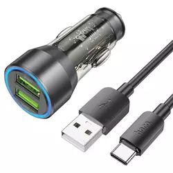 Набір АЗУ 12-24V HOCO NZ12+ кабель Type-C, 2xUSB, 36W, кабель 1м, Black, Box Набір АЗУ 12-24V HOCO NZ12+ кабель Type-C, 2xUSB, 36W, кабель 1м, Black, Box