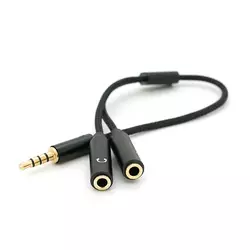 Розгалужувач аудіо для навушників і мікрофона, Jack 3.5 (тато) 4 pin =>2*Jack 3.5(мама) 3 pin, круглий в обплетенні, Box Розгалужувач аудіо для навушників і мікрофона, Jack 3.5 (тато) 4 pin =>2*Jack 3.5(мама) 3 pin, круглий в обплетенні, Box