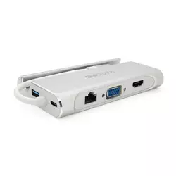 Хаб-конвертор VEGGIEG TC07-S Type-C (тато) на Type-C (мама) + USB3.0 * 3 (мама) + HDMI (мама) + RJ45, 10см, Silver, Box Хаб-конвертор VEGGIEG TC07-S Type-C (тато) на Type-C (мама) + USB3.0 * 3 (мама) + HDMI (мама) + RJ45, 10см, Silver, Box