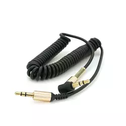 Кабель AUX Audio DC3.5 тато-тато 1.5м пружина, CCA Stereo Jack, (круглий) Black cable, Box Кабель AUX Audio DC3.5 тато-тато 1.5м пружина, CCA Stereo Jack, (круглий) Black cable, Box