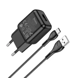 Набір СЗУ 110-240V HOCO C96A+ кабель Type-C, 1xUSB, 2.1A, кабель 1м, Black, Blister Набір СЗУ 110-240V HOCO C96A+ кабель Type-C, 1xUSB, 2.1A, кабель 1м, Black, Blister